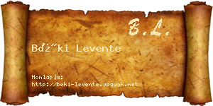 Béki Levente névjegykártya